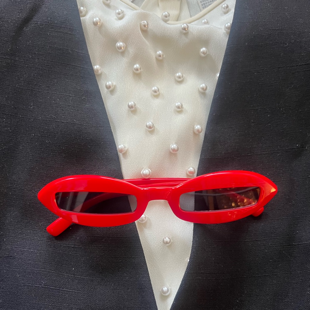 Red Slim Cats Eye Minimalist Sunglasses